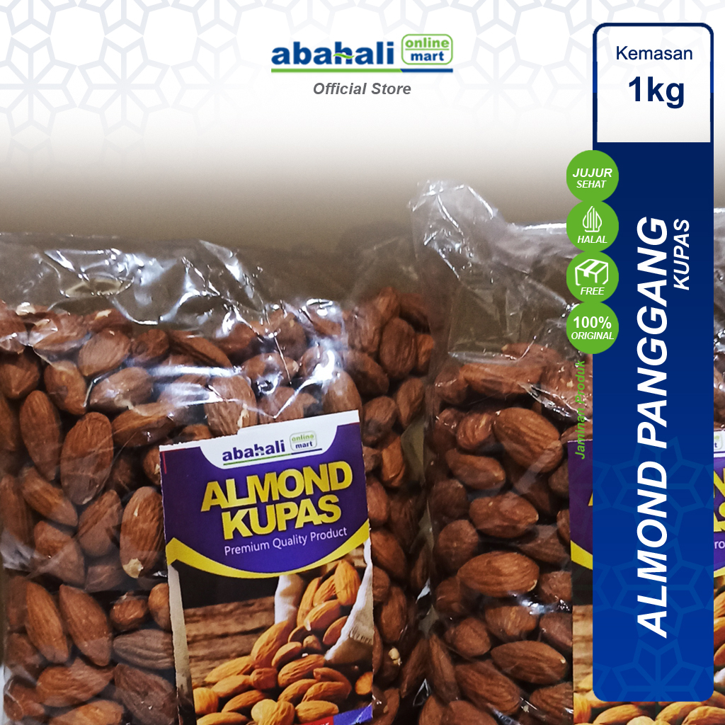 

Kacang Almond Kupas 1 Kg Panggang Roasted Tanpa Kulit Sudah Matang Untuk Cemilan Snack ASI Booster