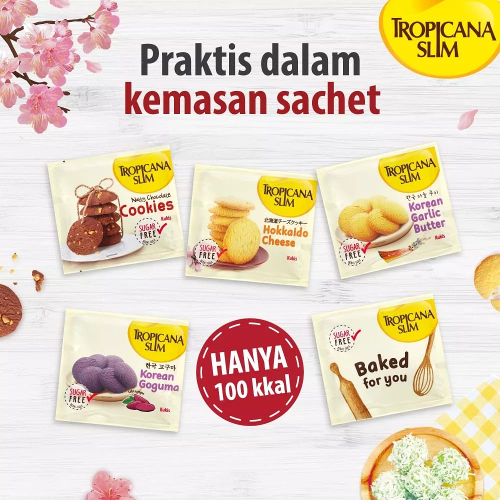 TROPICANA SLIM COOKIES SUGAR FREE 20GR SACHET | BISKUIT HEALTHY SNACK DIET SEHAT RENDAH KALORI MAKANAN RINGAN