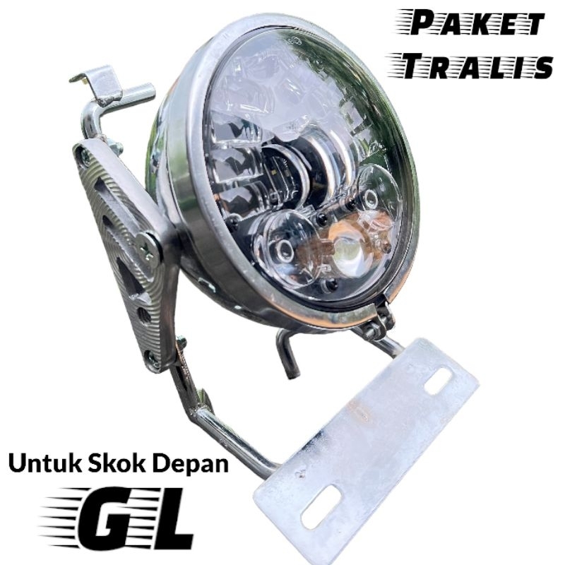 LAMPU DAYMKR PESEK SET BATOK PANGKON TRALIS PNP SHOCKED DEPAN MOTOR GL
