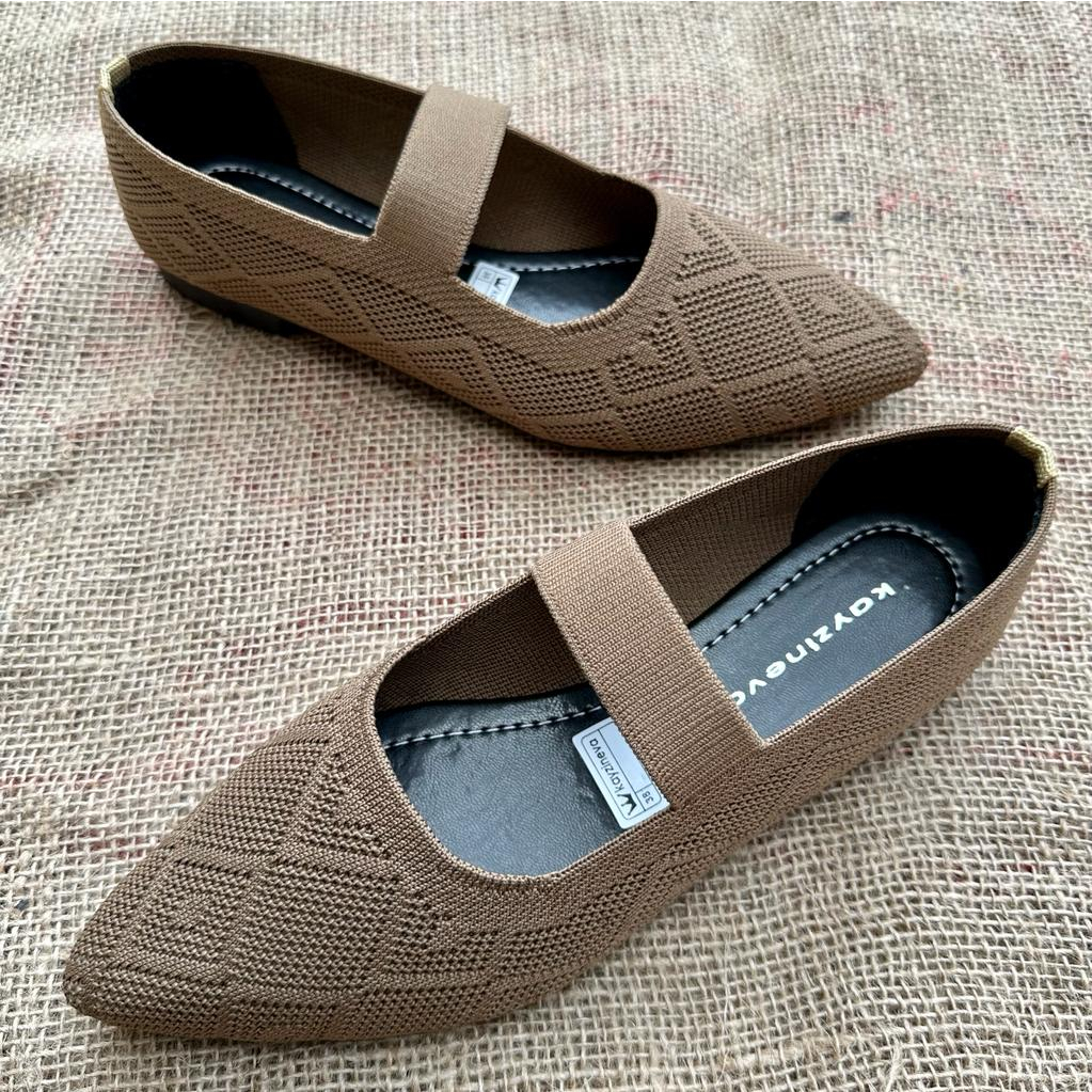 KAYZINEVA | DD01 Sepatu Wanita Rajut / Flat Shoes Tali Tengah Premium