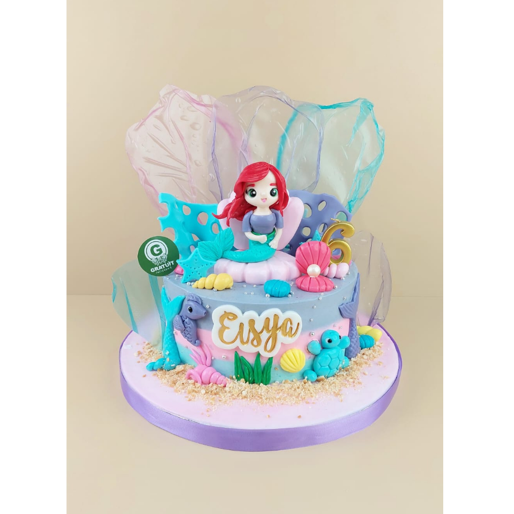 

CAKE TEMA MERMAID FIGUR FONDANT UK 15CM / KUE ULANG TAHUN