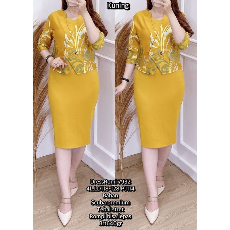 Dress Scuba Rompi Mewah JUMBO /ld 118-128