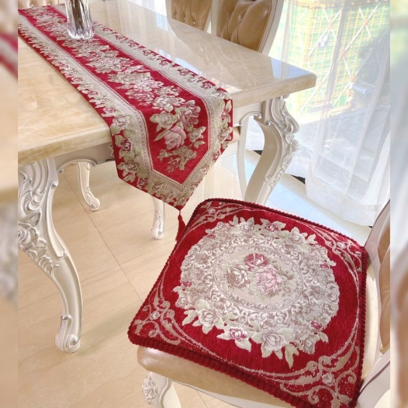 Table Runner Taplak Meja Tamu Panjang/ Taplak Meja Makan Turki Belgi Motif Shabby Premium