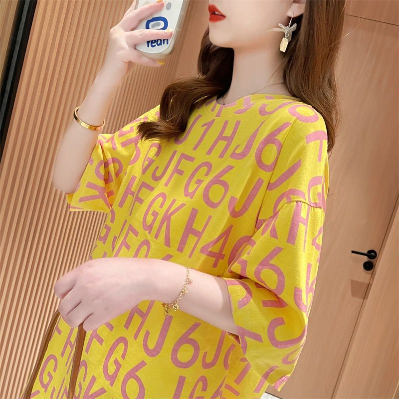 THISTLE - Oversize Tee Tshirt Wanita Model Longgar Motif Abjad Angka
