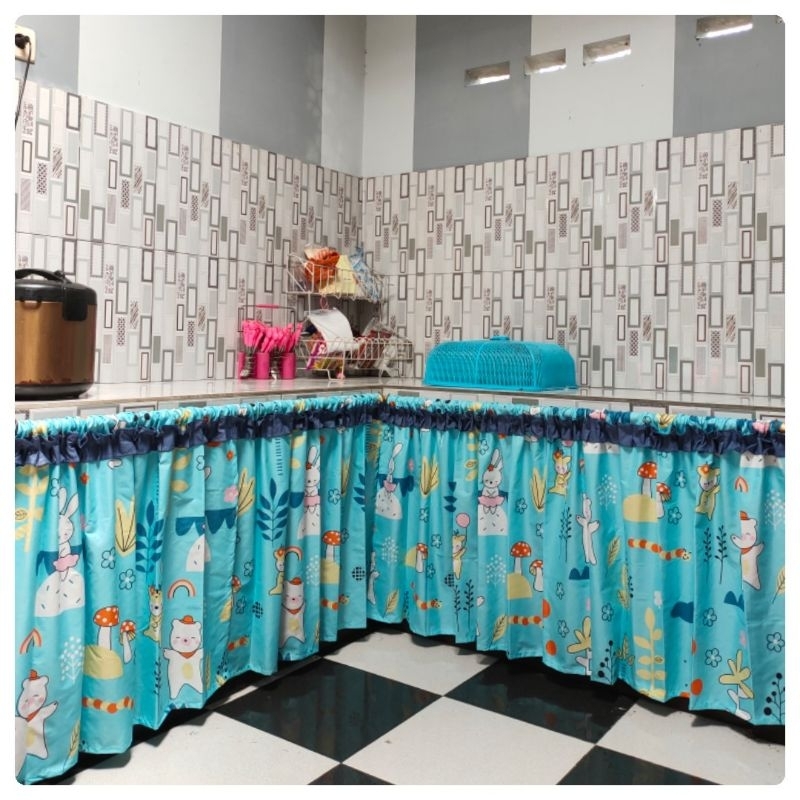 Gorden Kolong Dapur / Hordeng Meja Kompor Motif Murah