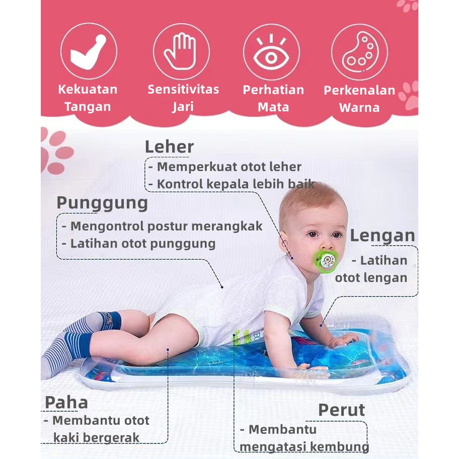 Mainan Matras Air Baby Water Playmat Matras Air Bayi Mainan Edukasi Portable Water Playmat Baby WJ15