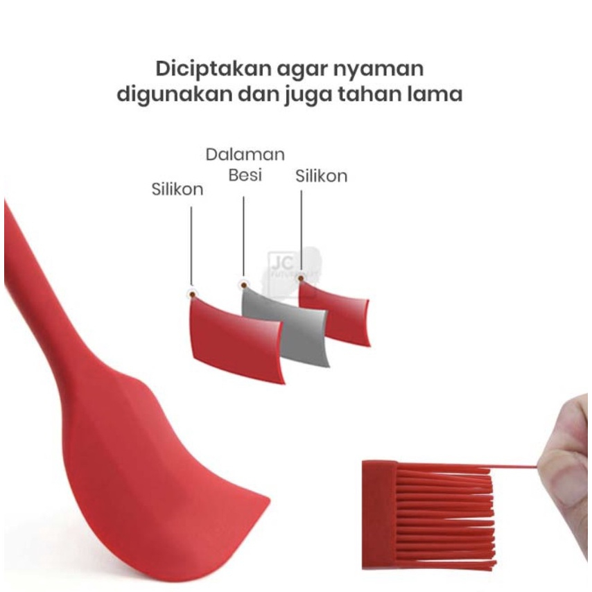 Cypruz Spatula Kotak Besar Silicone + Gagang Bambu AM-1008