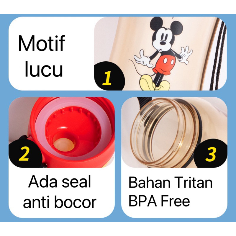 Botol Anak Teguk Tritan 420ml Motif Spidey Mickey Alien Lotso Elsa