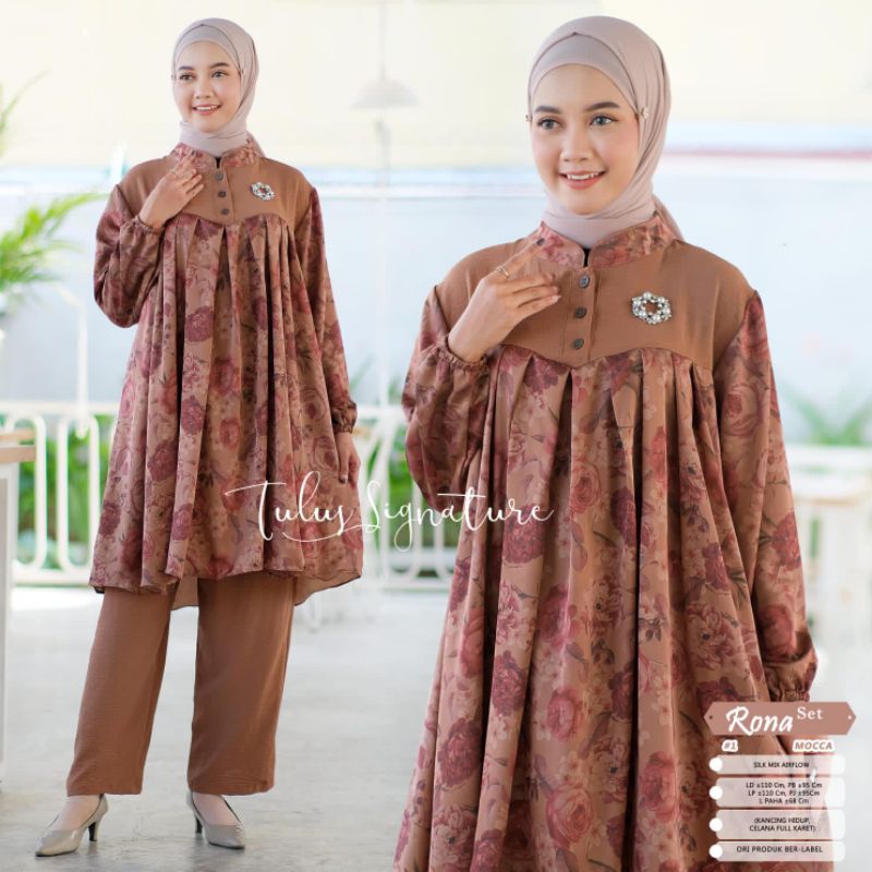 RONA SET BY TULUS SIGNATURE / ONESET SILK PREMIUM MUSLIMAH / Setelan celana wanita