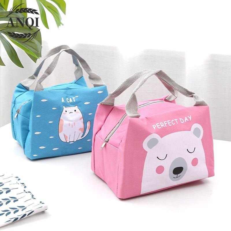 TAS BEKAL MAKANAN KARAKTER LUCU LOKAL / LUNCH BAG KARAKTER BAHAN D600 BAGUS TEBAL