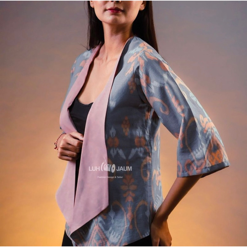 Outer wanita motif batik endek bali kombinasi/ katun endek Butik