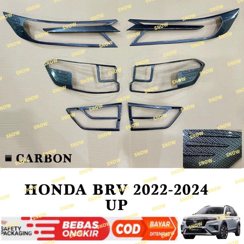 Paket Garnish Lampu Depan Belakang Honda BRV BR-V 2022 2023 2024 UP Hitam Chrome Carbon