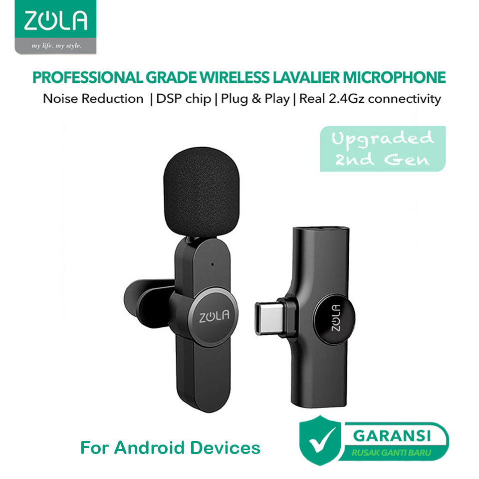 Zola Mic Wireless Smartphone Lavalier Clip On Vlog Microphone Wireless