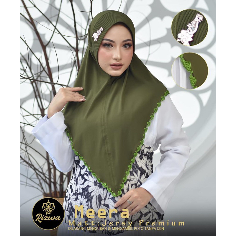 Jilbab Instan Pad Tepi Rajut Matt Jersey Premium Meera By Rizwa