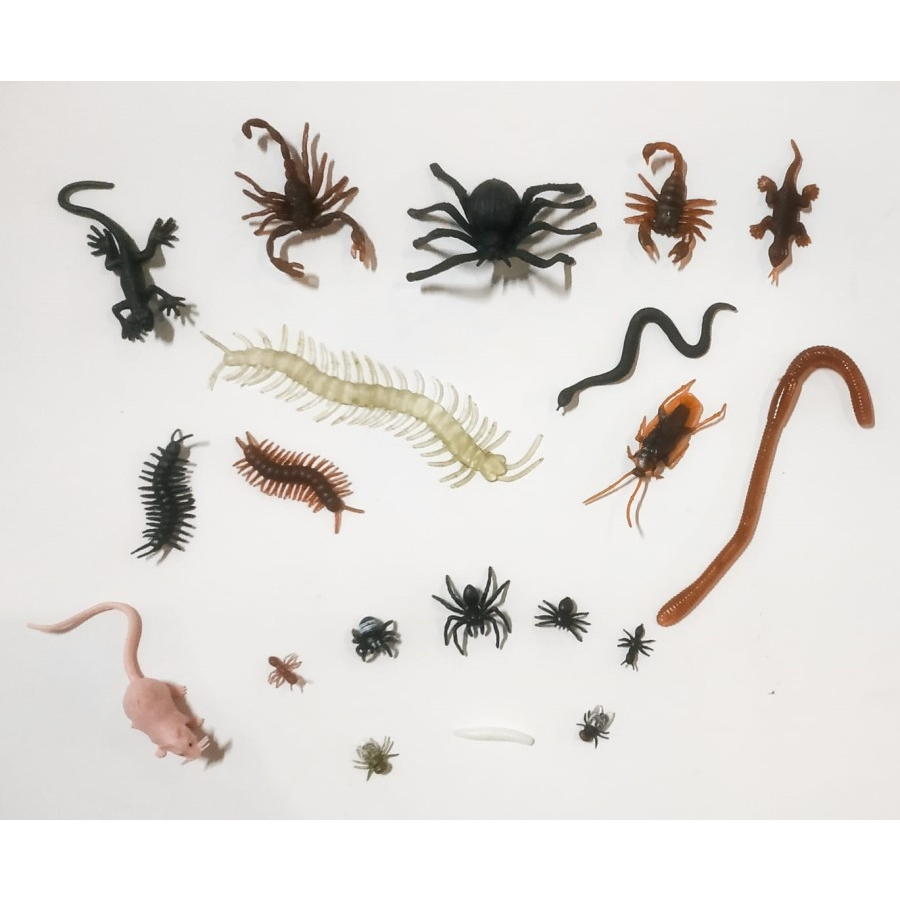 Mainan Binatang Karet Mini - Mainan Prank Tikus Putih / Tikus Hitam / Cacing Tanah / Ular Karet