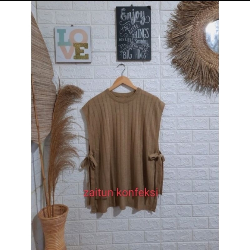 vest rompi wanita tali lace knit premium // vest wanita kekinian terbaru