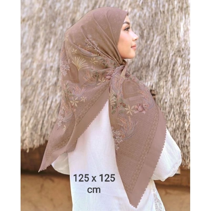SALE HIJAB / SYARI ARASAA COKLAT / COD / KERUDUNG VOAL MOTIF / SEGI EMPAT VOAL / JILBAB TERBARU / LA