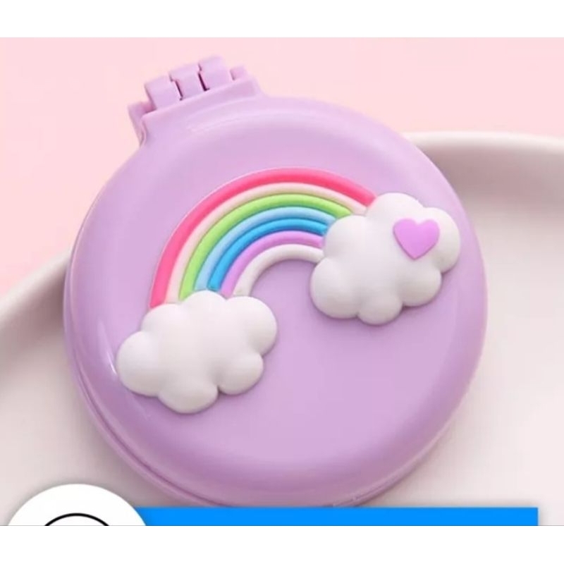 Bundara.id  Ko-571 Korean style sisir compact 2in1 motif cantik sisir lipat bulat + cermin kaca