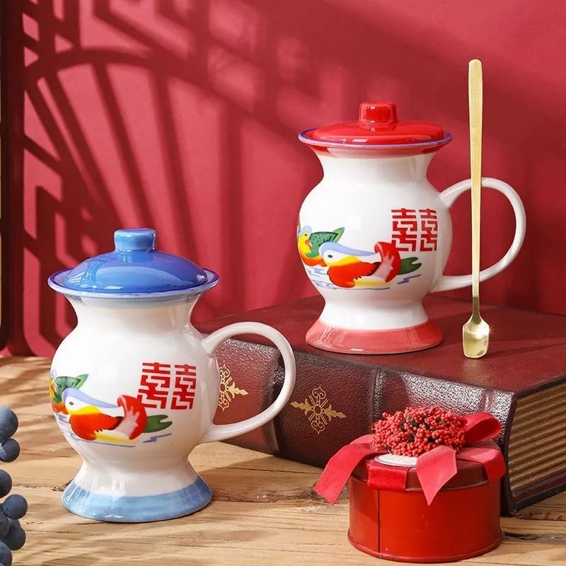 Mandarin Duck Cup A / Gelas Mug Pot Keramik Hampers Chinese Unik Mewah/