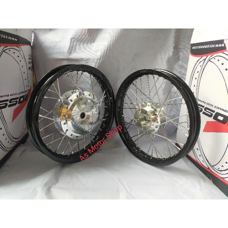 VELG SET ROSSI HITAM DOFF DAN HITAM GLOSSY 140 160 RING 14 TROMOL SET BEAT SCOOPY MIO M3 MIO Z XRIDE