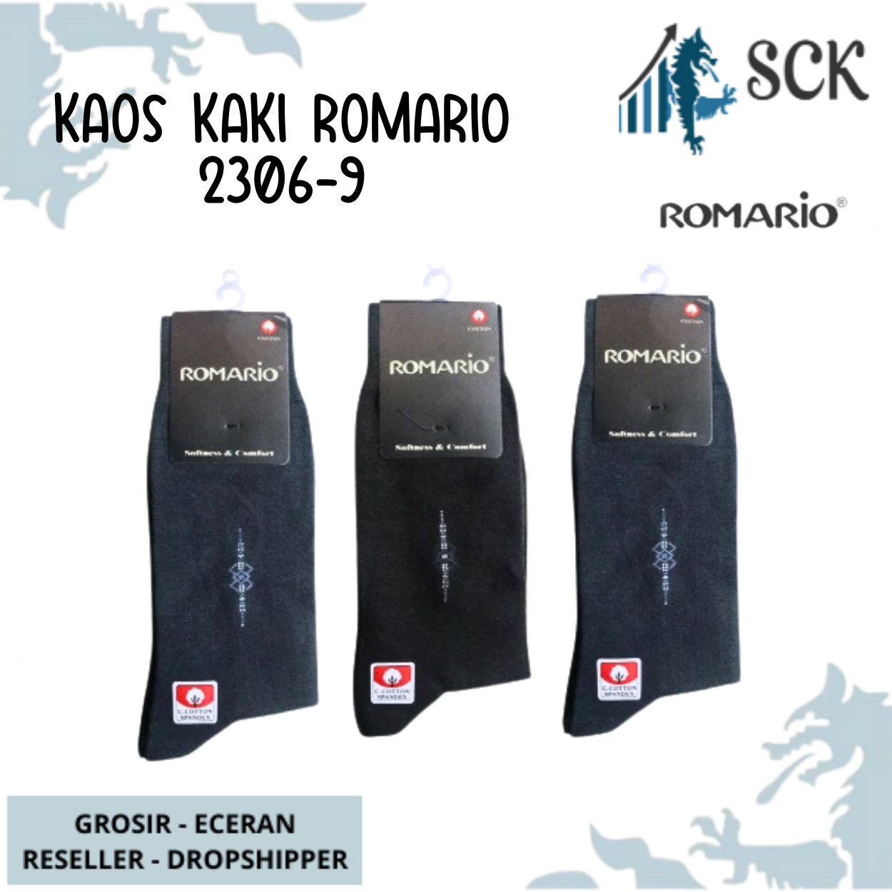 Kaos Kaki Pria ROMARIO 2306-9 Polos Warna / Kaus Kaki Invisible Socks - sckmenwear GROSIR