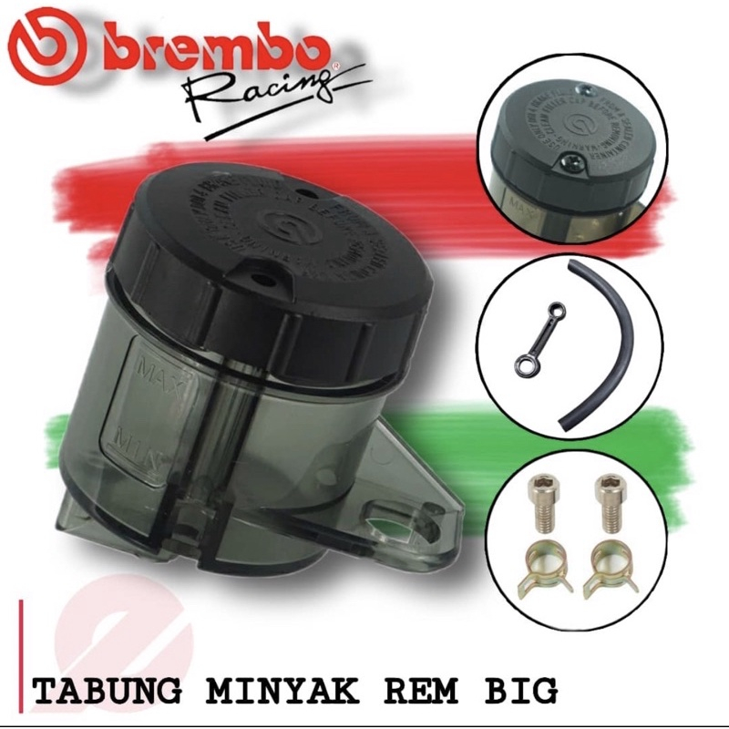 TABUNG MINYAK REM BIG PLUS BRACKET SMOKE CLEAR UNIVERSAL BOTOL TABUNG BESAR SMOKE TABUNG JUMBO CLEAR ORIGINAL BREMBO