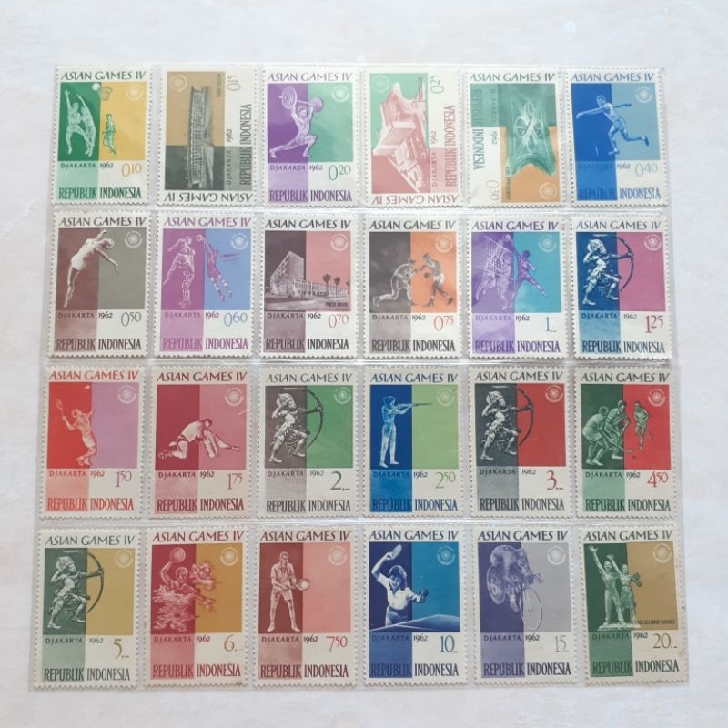

(A) Perangko Indonesia Asian Games Ke-4 Tahun 1962 set lengkap - 24pcs