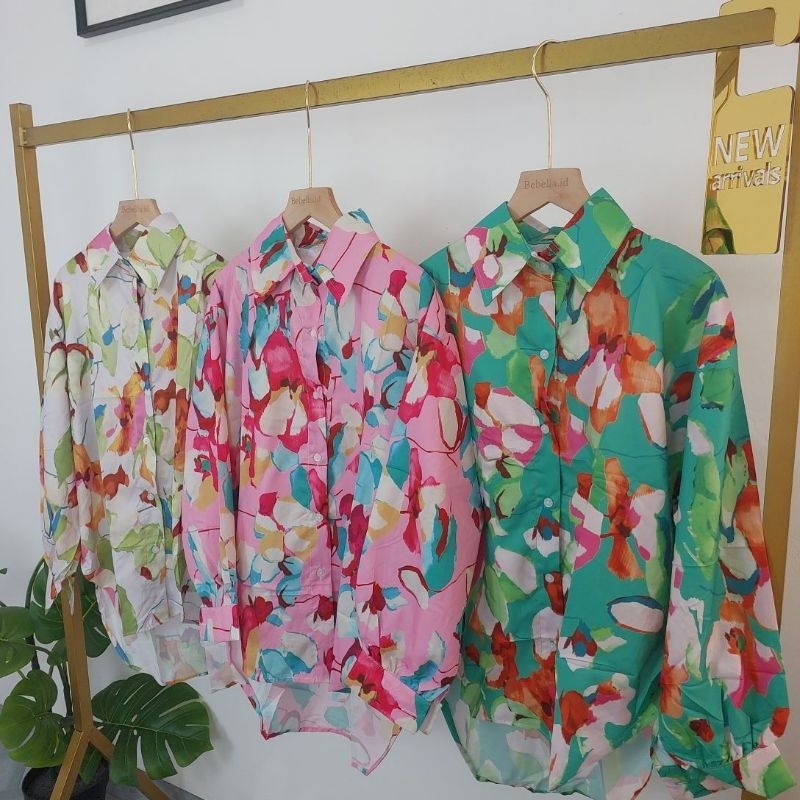 KEMEJA FLORAL BRAND BONUS FASHION WANITA IMPORT BANGKOK