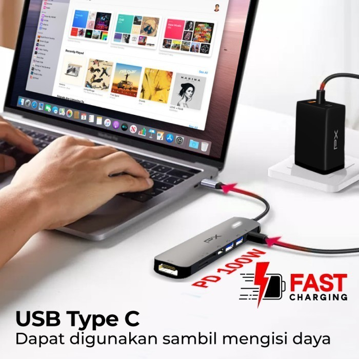 USB Hub Type C 3.1 Converter to HDMI USB Micro SD Card 7 in 1 PX UCH70