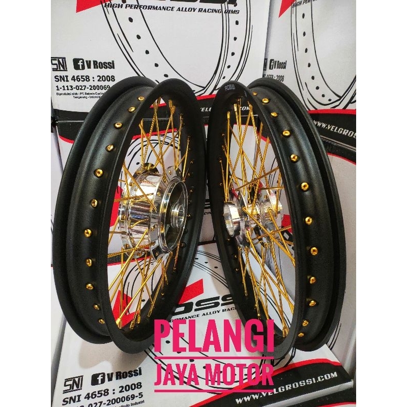 Pelek Velg Rossi Jari Ruji Motor - RX king - Vixion Old Paket Velg  Tromol Jari  Komplit Free Rakit