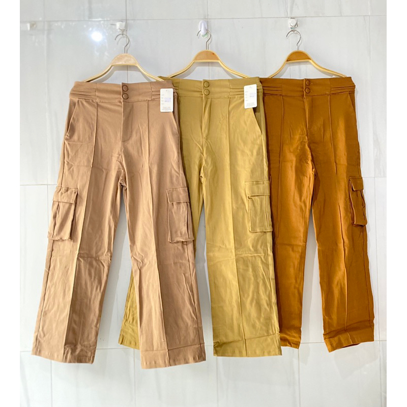 celana kulot cargo wanita twill premium