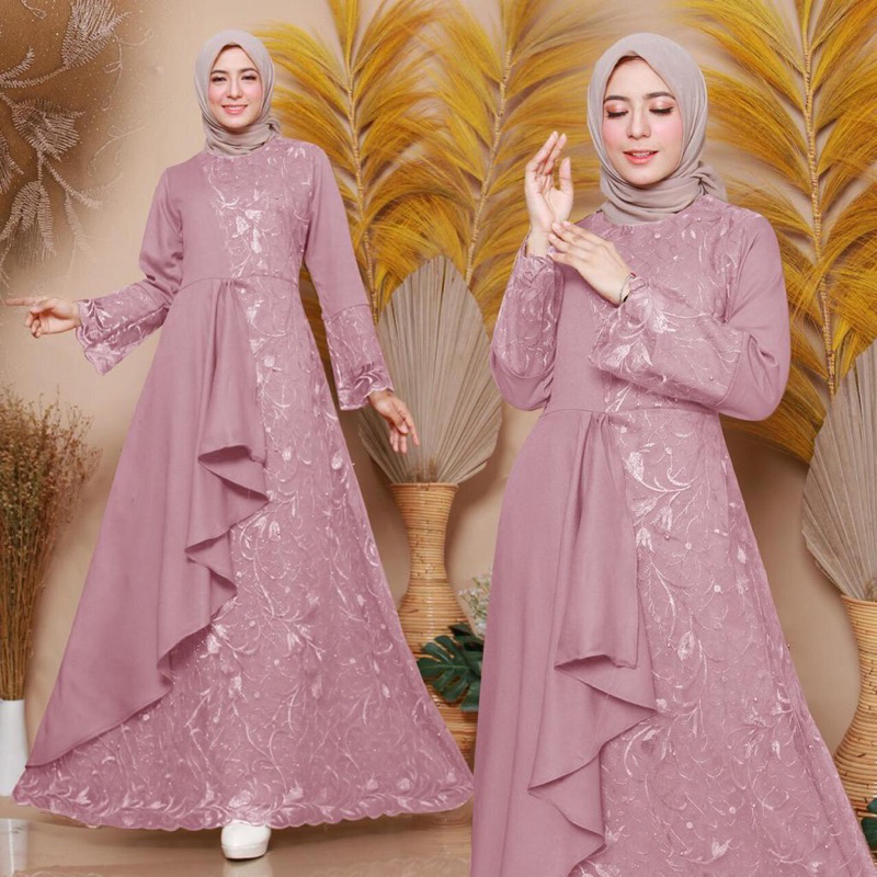 (MODEL BARU)SIZE M,L,XL,XXL/GAMIS ZOLANA/GAMIS BRUKAT TILE/GAMISMUSLIM/GAMIS KONDANGAN/CANTIK