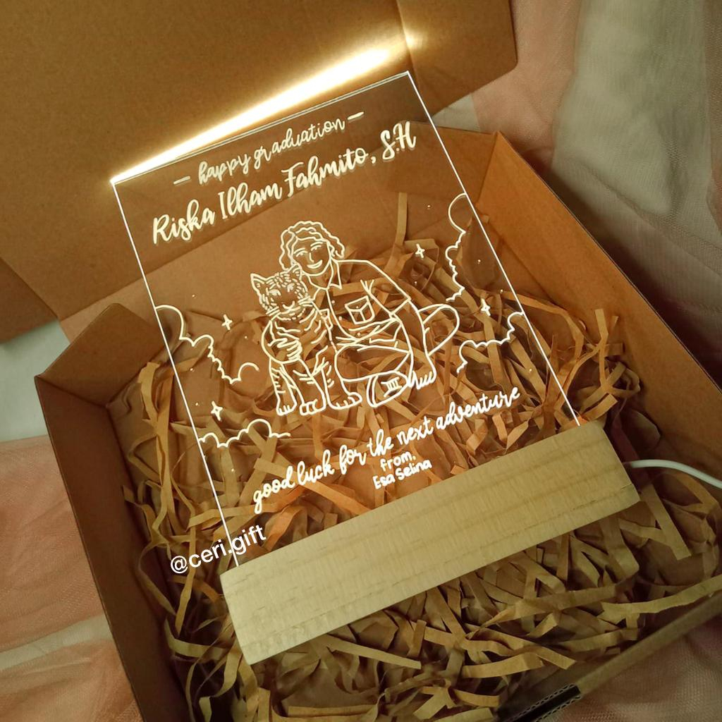 [GIFTBOX] KADO WISUDA/LAMPU AKRILIK A5 A6/ACRYLIC LAMP/LAMPU TIDUR AKRILIK