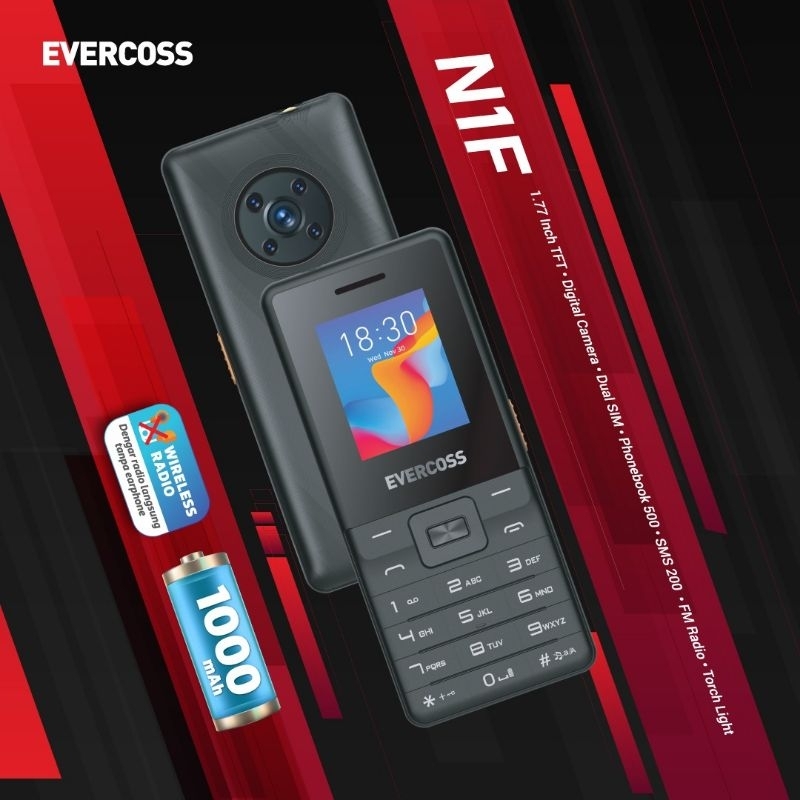 evercoss n1f candy bar dual sim garansi resmi