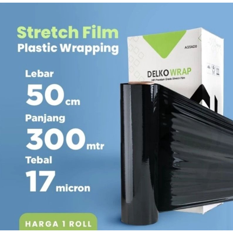 Plastik Wrapping Barang Stretch 50x250 Hitam Film Delkowrap