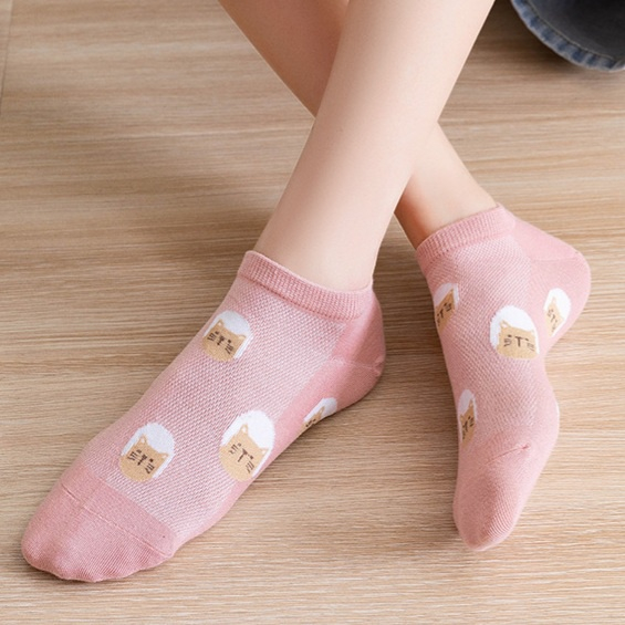 KAOS KAKI KOREA MOTIF PEACH PINK SEMATA KAKI