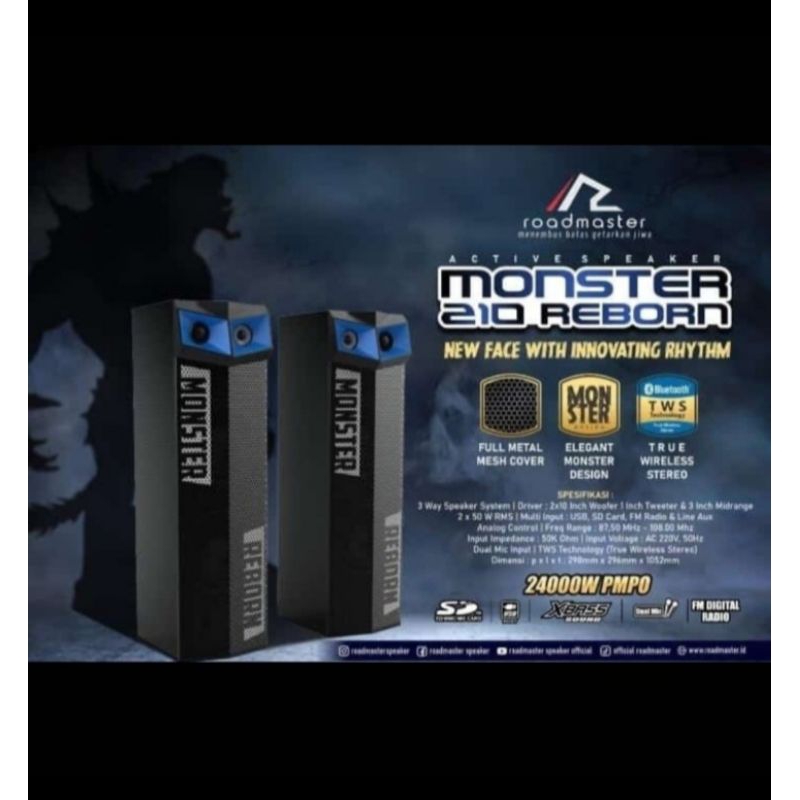 Speaker Aktif Roadmaster Monster 210 Reborn | Monster210 TWS Bluetooth