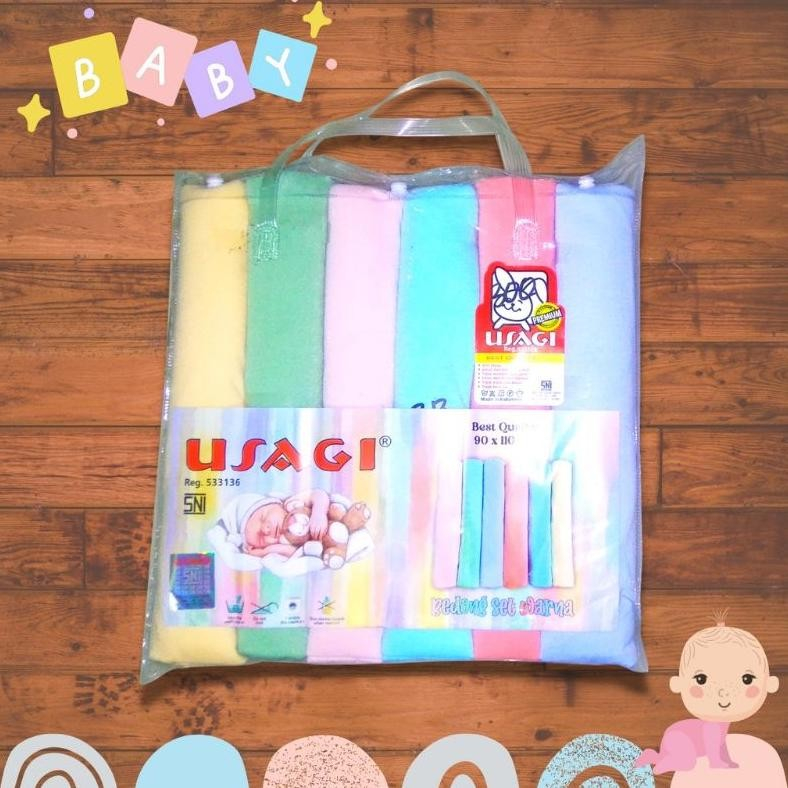 Makassar Bedong Bayi Lembut USAGI 6pc / Bedong Polos Berkualitas 90x110cm