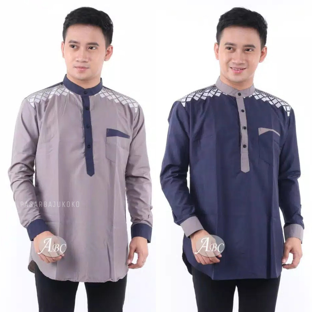 Baju Koko Kurta Dewasa Long Sleeve Agam Lengan Panjang Baju Muslim Pria Terbaru