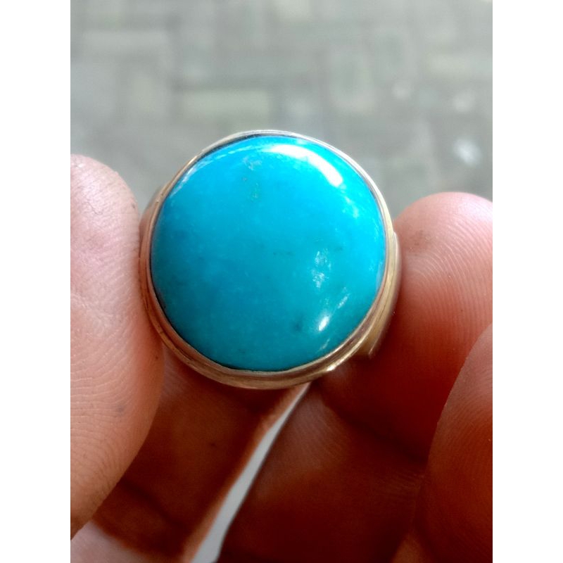 Natural batu pirus biru polos Naizabur Iran full kristal jaminan batu asli