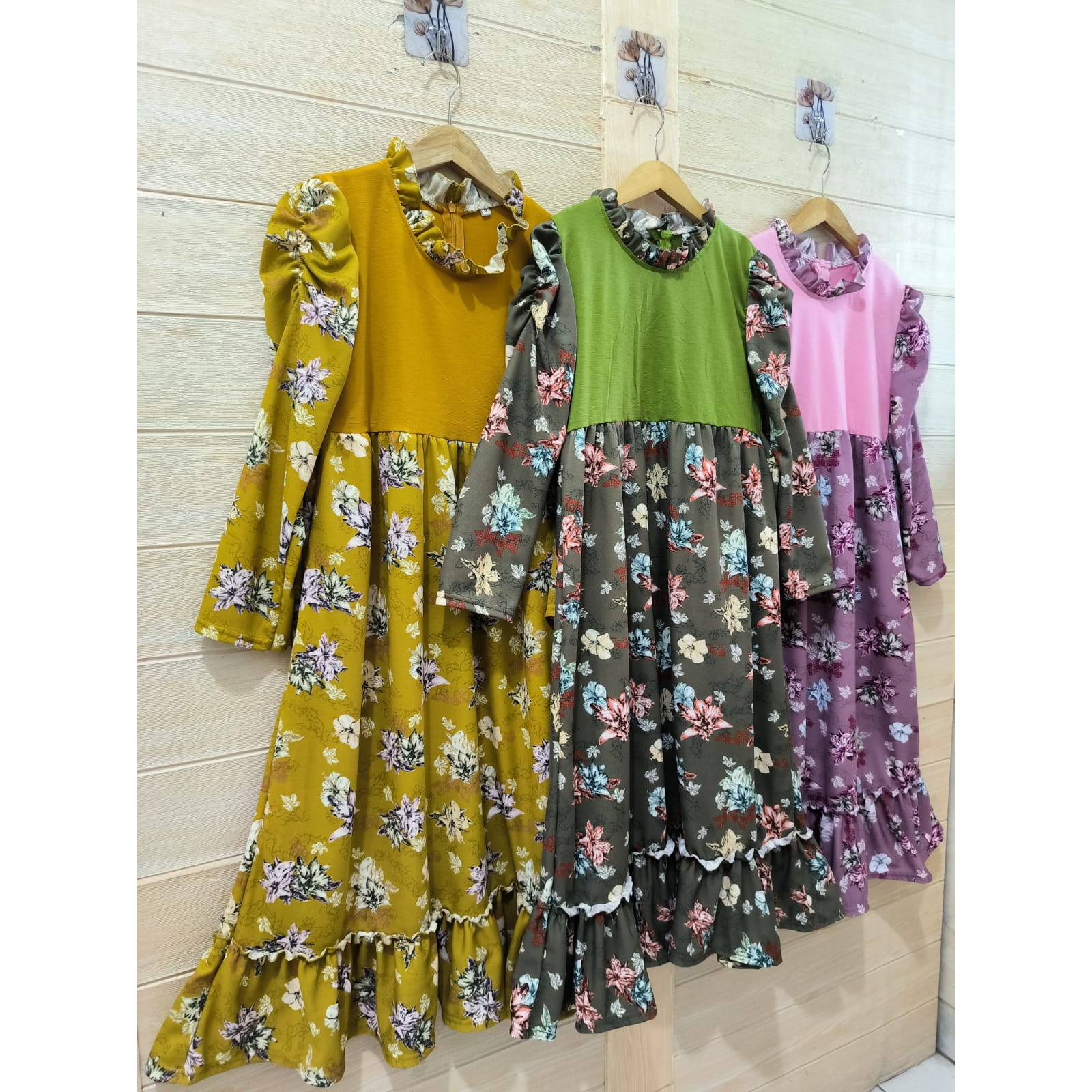 MOMOGI-GAMIS MAXI ANAK PEREMPUAN FLORAL KOREAN STYLE YOONA / GAMIS MAXI KAOS SPANDEK / Usia 5thn-Usia Tanggung