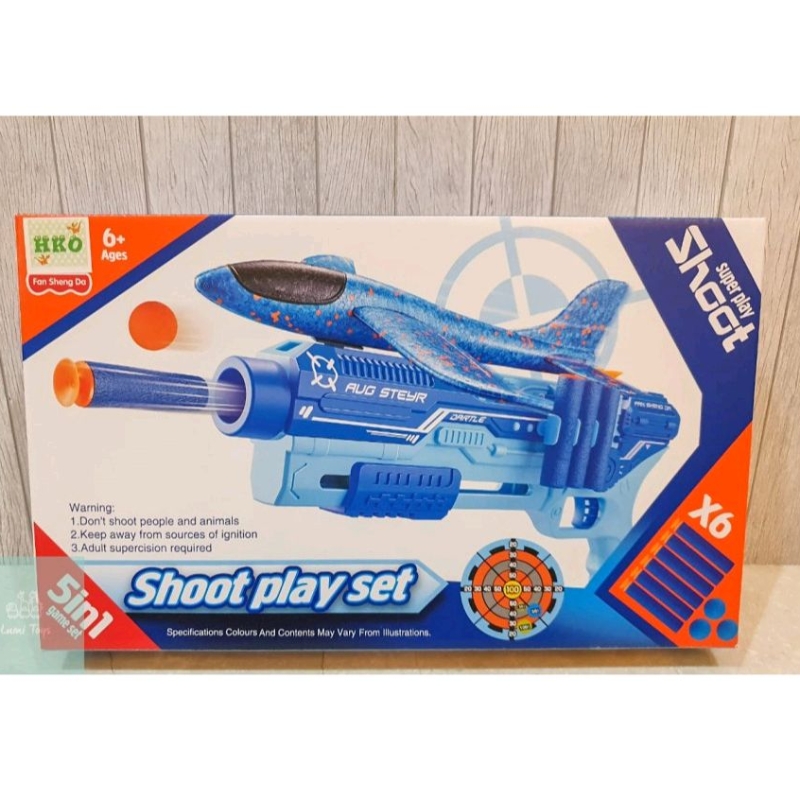 948 - Mainan Anak Pistol Shoot Play Set Pesawat Nerf Gun BB