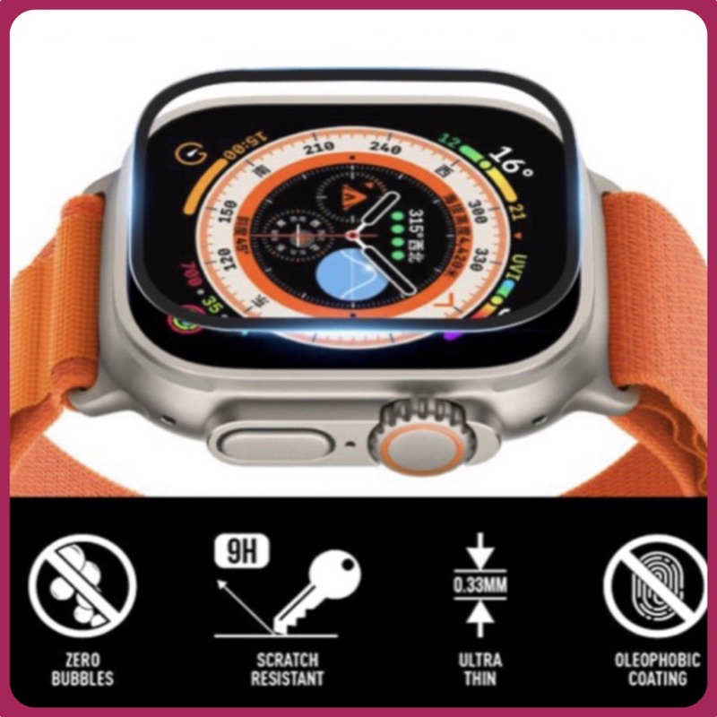 Tempered Glass Full 3D Apple Watch 41 45 38 40 42 44mm Anti Gores iWatch Seri 1 2 3 4 5 6 7 8 9 SE T500 T55 i8 i9