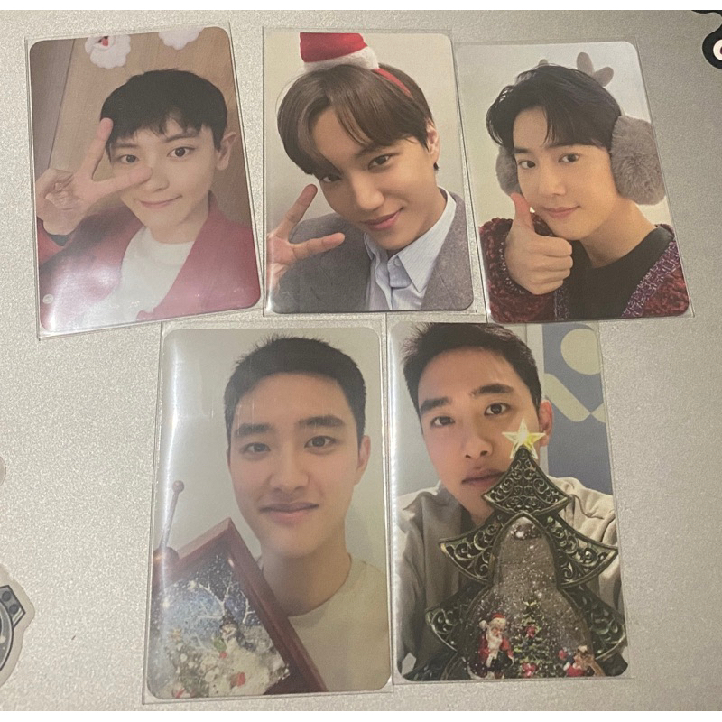Trading card pink christmas chanyeol kai suho kyungsoo