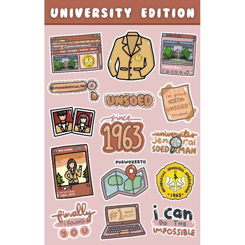 

[15 PCS] STIKER UNSOED (UNIVERSITAS JENDERAL SOEDIRMAN) LUCU MURAH GLOSSY