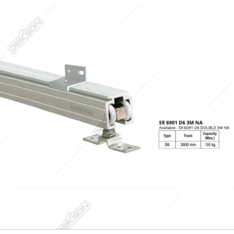 Rel Pintu Geser Gantung/Rail Sliding Door Dekkson D6 Aluminium panjang 3meter