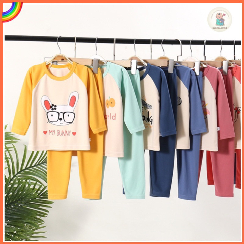 Setelan Lengan Panjang Premium Anak Laki Laki Perempuan Import / Setelan Piyama Anak Import / Baju Tidur Anak