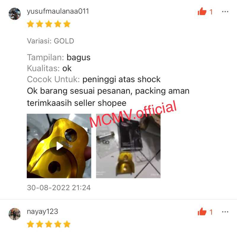 [READY STOCK] PENINGGI SHOCK BELAKANG ATAS MATIC ALUMINIUM CNC UNIVERSAL / dudukan peninggi matik atas belakang almu cnc