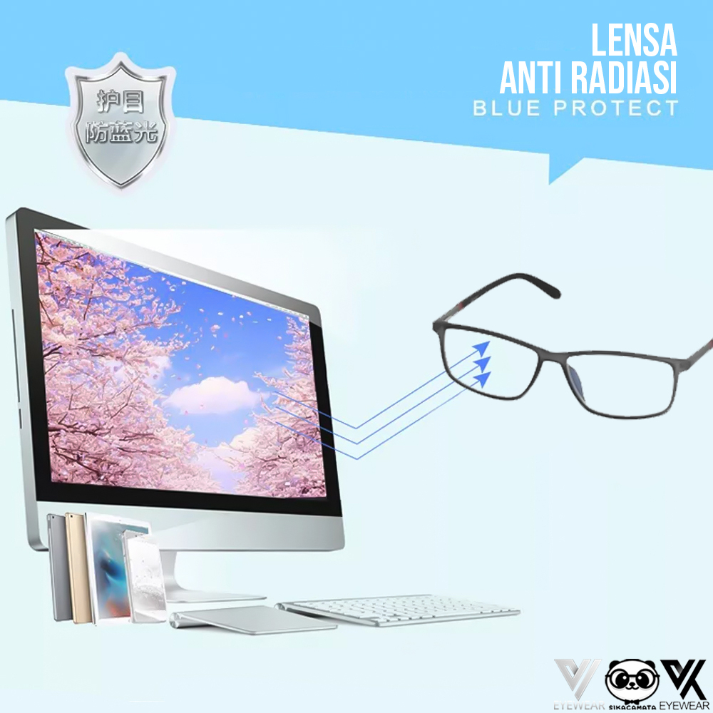 Kacamata PHOTOCROMIC 5000 ori ANTI RADIASI UV Lensa Berubah warna Sunglass Blueray Bluecromic Minus &amp; Plus Korea Fashion Pria / wanita Kotak