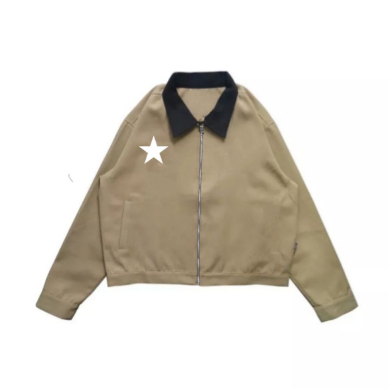 Warstudio - Work Jacket Crop Logo Star Cream